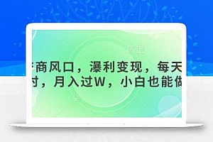 女杏商风口,瀑利变现,每天1小时,月入过W,小白也能做