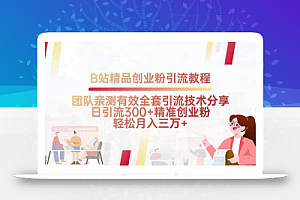 B站精品创业粉引流教程,团队亲测有效全套引流技术分享,日引流300+精…