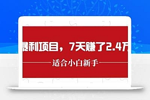最新暴利项目,每单收益轻松在300以上,7天赚了2.4万