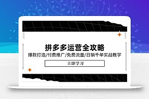 拼多多运营全攻略,爆款打造/付费推广/免费流量/日销千单实战教学/6月更新