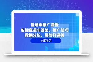 直通车推广课程:包括直通车基础、推广技巧、数据分析、爆款打造等