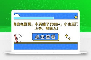 靠卖电影票,十天搞了7000+,小白无门槛上手,零投入!