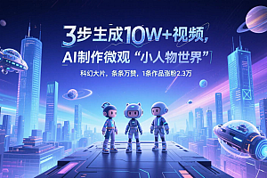 三步生成10W+视频,AI制作微观“小人物世界”科幻大片,条条万赞,1条作品涨粉2.3万