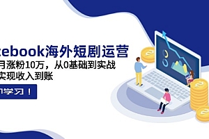Facebook海外短剧运营:一个月涨粉10万,从0基础到实战,快速实现收入到账