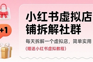 小红书虚拟店铺拆解社群,每天拆解一个虚拟店,简单实用(赠送小红书虚拟教程)