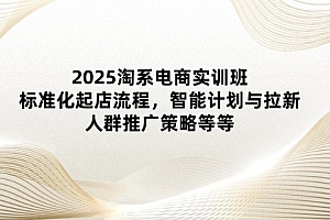 2025淘系电商实训班:标准化起店流程,智能计划与拉新,人群推广策略等等