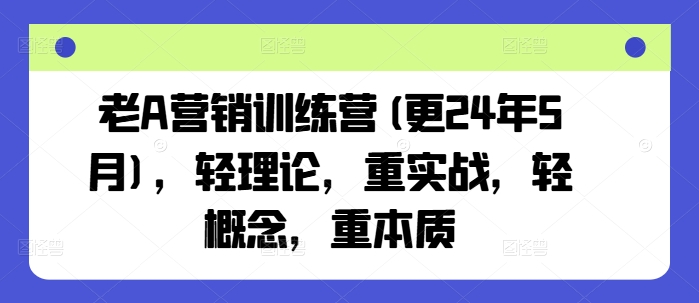 老A营销训练营(更24年8月),轻理论,重实战,轻概念,重本质