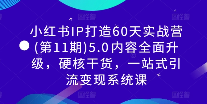 小红书IP打造60天实战营(第11期)5.0内容全面升级,硬核干货,一站式引流变现系统课