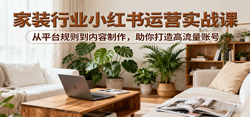 小红书家装行业运营实战课:从平台规则到内容制作,助你打造高流量账号
