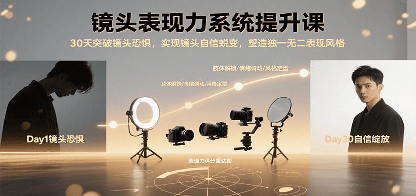 镜头表现力系统提升课,30天突破镜头恐惧实现自信蜕变,塑造独一无二表现风格