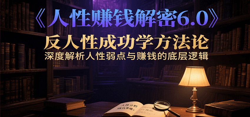 人性赚钱解密6.0,反人性成功学方法论,深度解析人性弱点与赚钱的底层逻辑