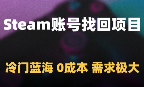 Steam账号找回项目,冷门蓝海,0成本,需求极大