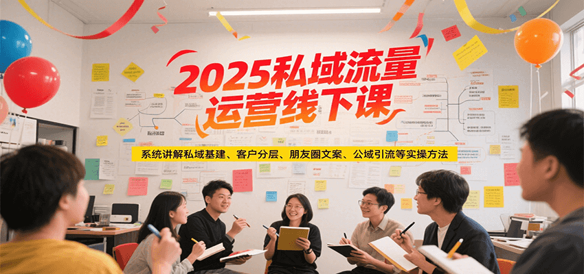 2025私域流量运营线下课,系统讲解私域基建/客户分层/朋友圈文案/公域引流等实操方法