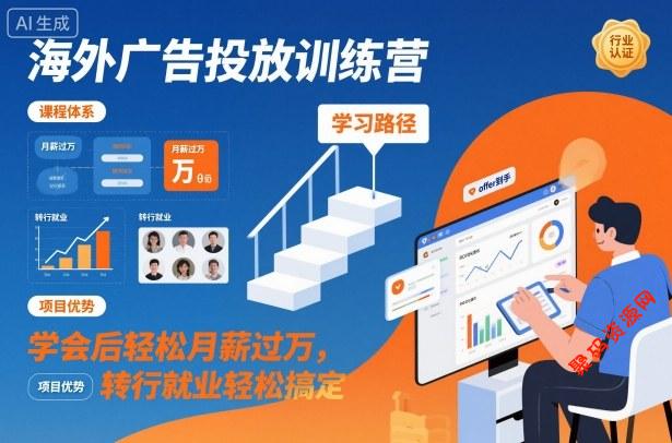 海外广告投放训练营,学会后轻松月薪过万,转行就业轻松搞定