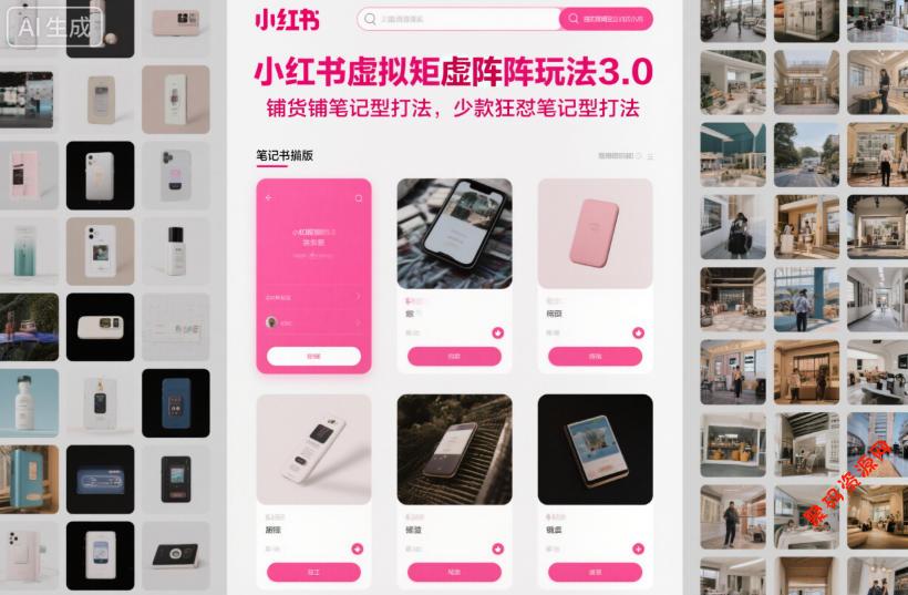 小红书虚拟矩阵玩法3.0,铺货铺笔记型打法,少款狂怼笔记型打法