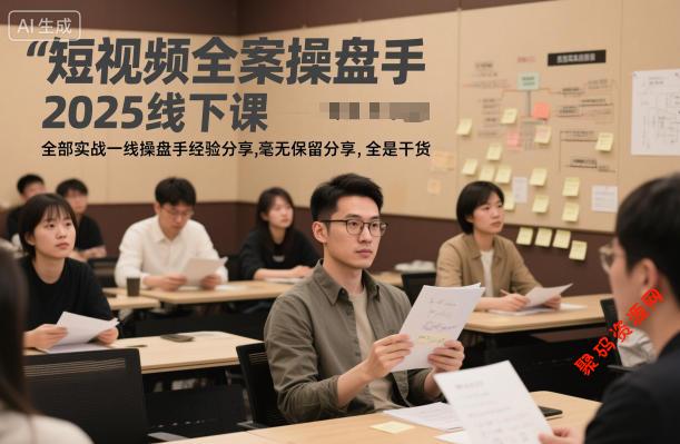 短视频全案操盘手2025线下课,全部实战一线操盘手经验分享,毫无保留分享,全是干货