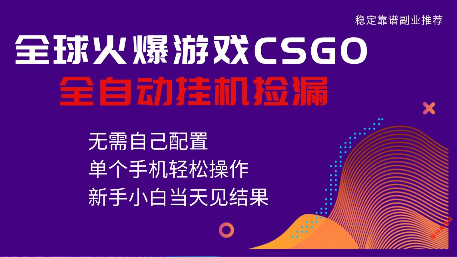 火爆游戏CSGO全自动捡漏,独家最新玩法,单个手机可操作,新手小白日入500+