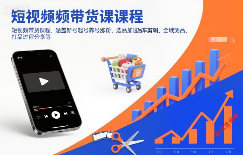 短视频带货课程,涵盖新号起号养号涨粉,选品加选品车剪辑,全域测品,打品过程分享等