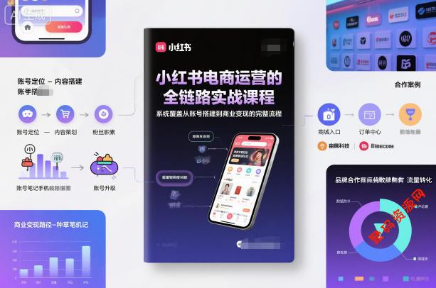 小红书电商运营的全链路实战课程,系统覆盖从账号搭建到商业变现的完整流程