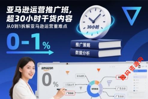 亚马逊运营推广班,超30小时干货内容,从0到1拆解亚马逊运营重难点