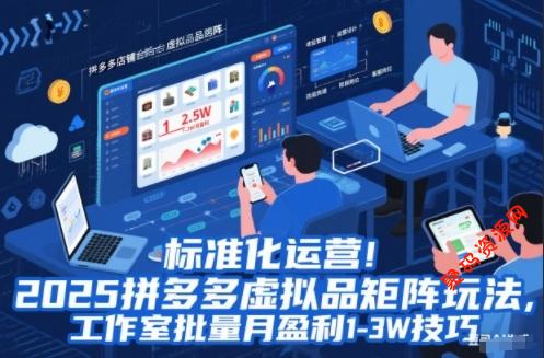 标准化运营!2025拼多多虚拟品矩阵玩法,工作室批量月盈利1-3W技巧【揭秘】