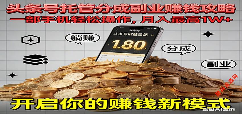 全程托管今日头条,一部手机就可以开干,最高躺赚1W+