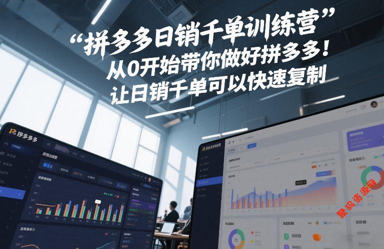 拼多多日销千单训练营,从0开始带你做好拼多多,让日销千单可以快速复制(更新26年2月)
